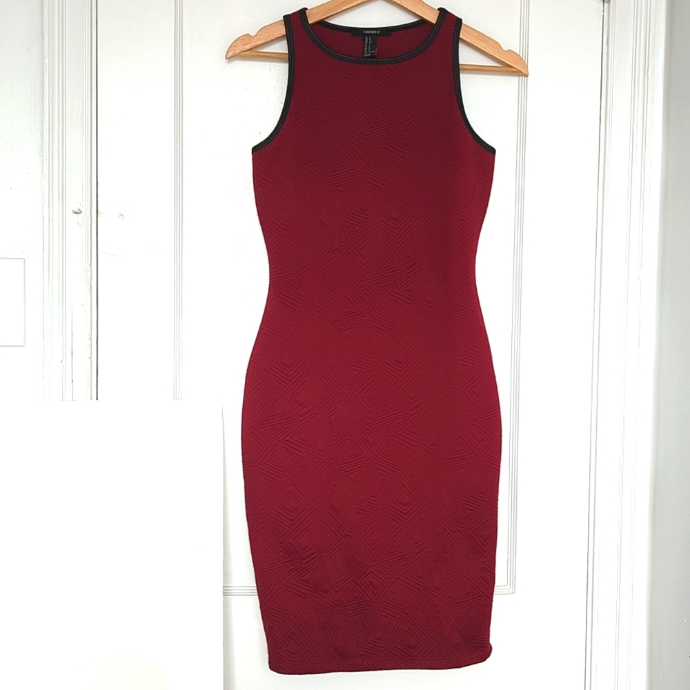 3/$20 F21 Burgundy Sleeveless Midi Length Bodycon Dress Size Small